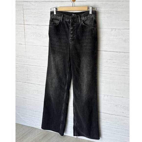 Rails Jeans Womens Size 26 Black The Getty High Rise Wide Leg Button Fly - Picture 4 of 16
